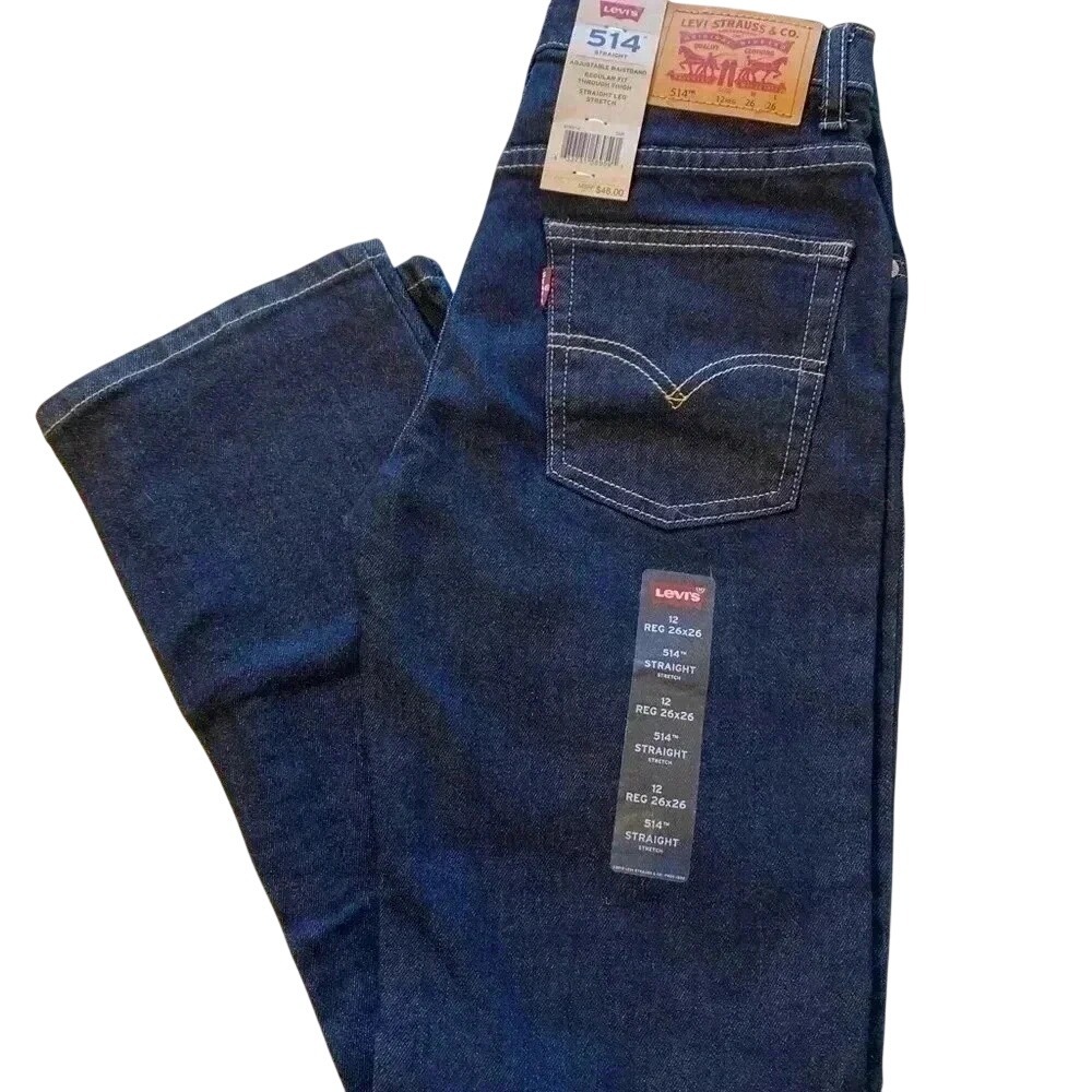 Boys‎ Levi's 514 Straight Leg Regular Fit jeans- Size 12 Adjustable Waist - NWT